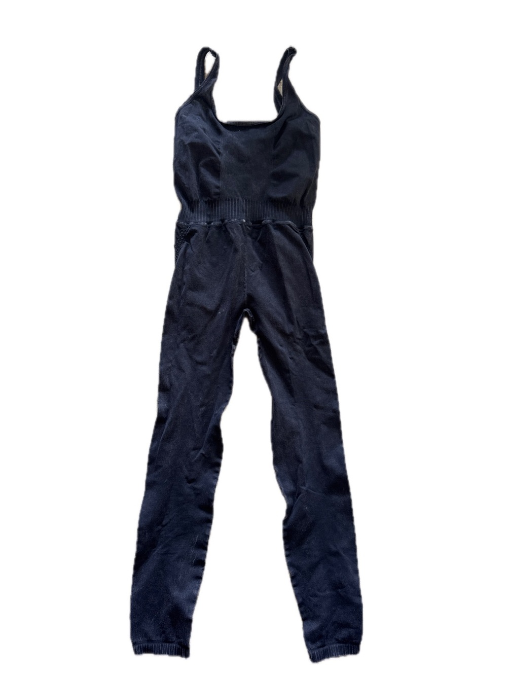 Free People Movement Black Vented Tank Romper Black with purposeful fading